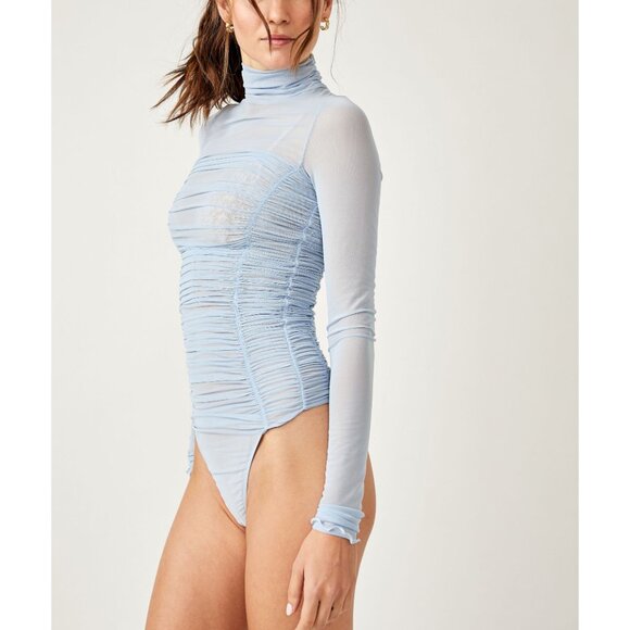 🎉LAST CHANCE🎉 FREE PEOPLE Under It All Bodysuit / Silver Blues - Picture 2 of 7